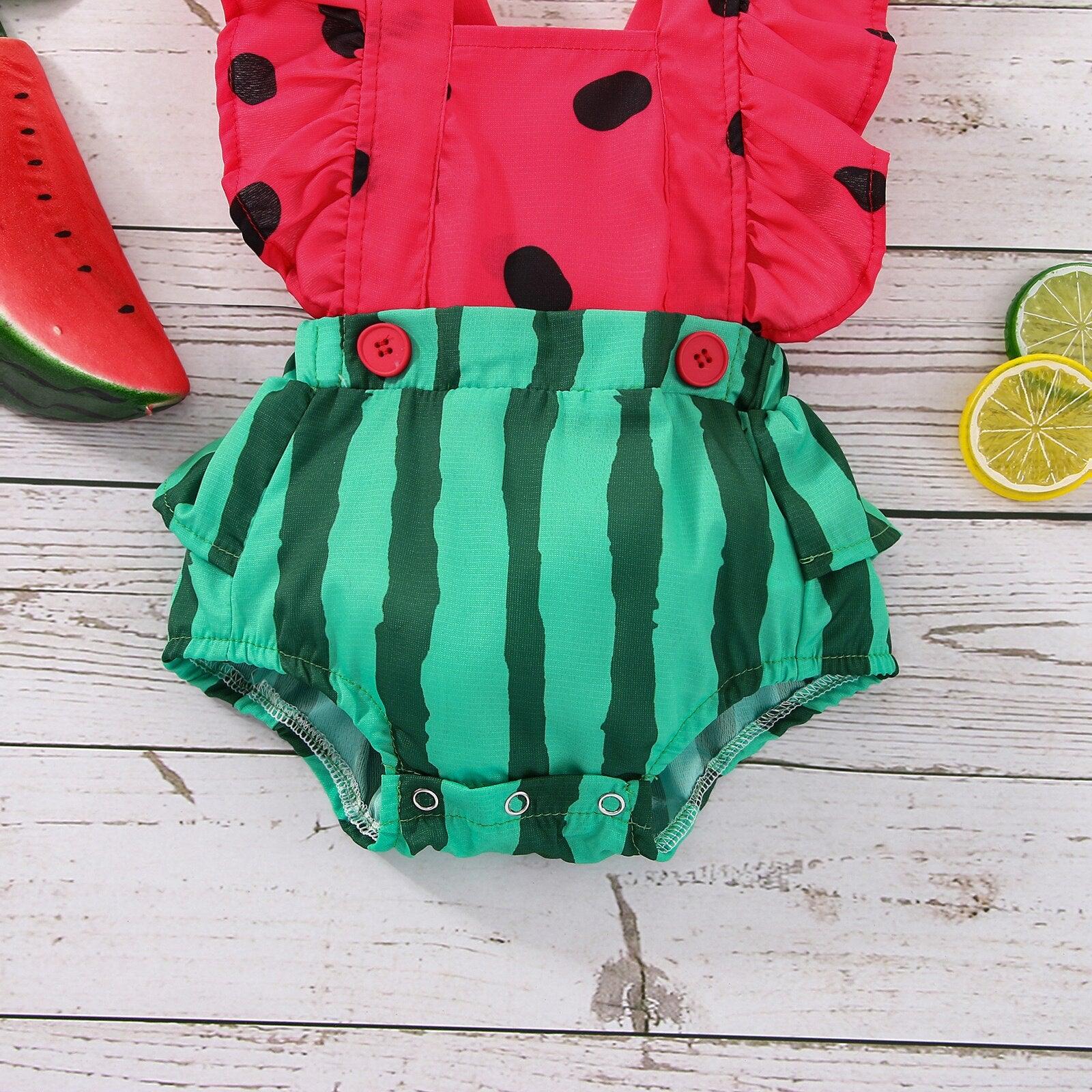 2 PC Watermelon Romper With Headband-Shop Baby Boutiques