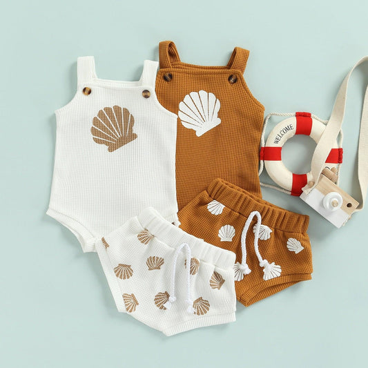 2PC Sleeveless Seashell Romper-Shop Baby Boutiques