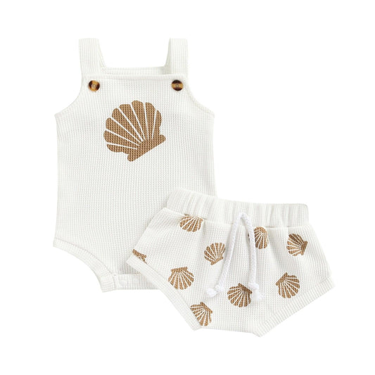 2PC Sleeveless Seashell Romper-Shop Baby Boutiques