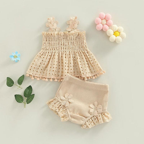 Adorable Pleated Tank With Ruffled Shorts-Shop Baby Boutiques