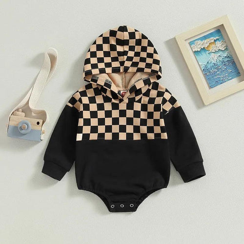 Baby Checkerboard Hoodie Romper - Shop Baby Boutiques 