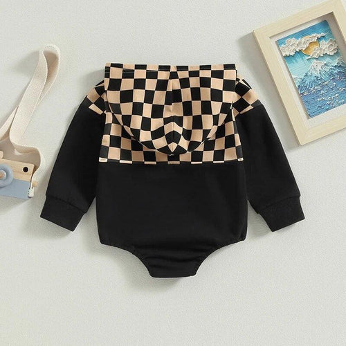 Baby Checkerboard Hoodie Romper - Shop Baby Boutiques 
