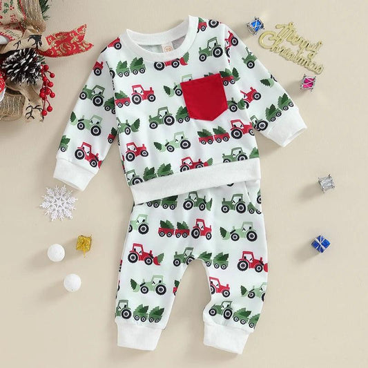 Baby Christmas Tree Tractor Outfit - Shop Baby Boutiques 