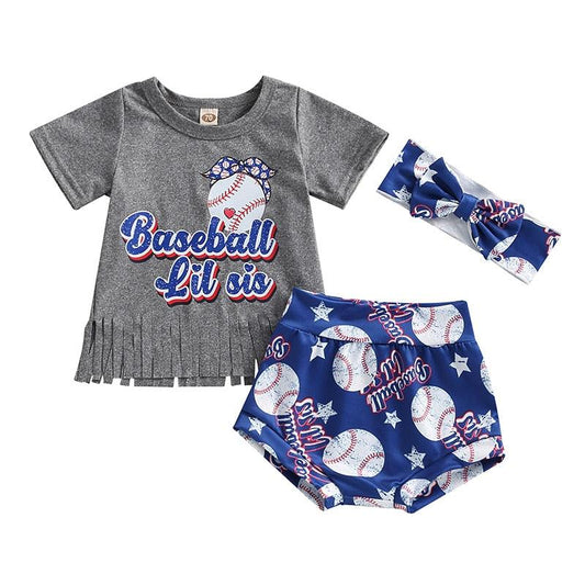 Baseball Lil Sis Tassel Outfit-Shop Baby Boutiques