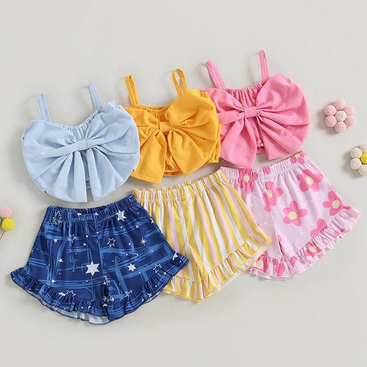 Big Bow Halter Top & Star Ruffle Shorts-Shop Baby Boutiques