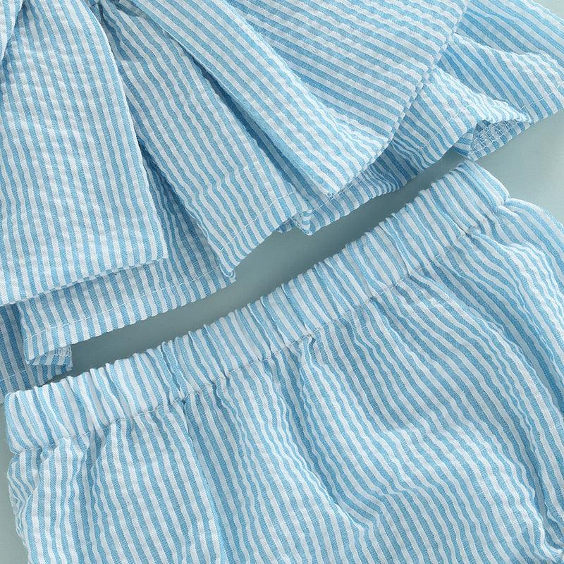 Blue Striped Bownot Top & Bloomers - Shop Baby Boutiques 