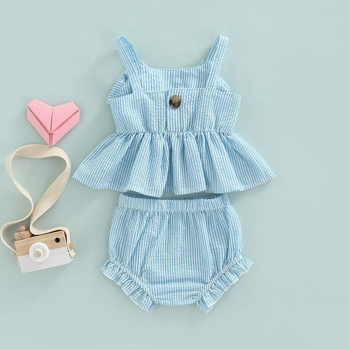 Blue Striped Bownot Top & Bloomers - Shop Baby Boutiques 