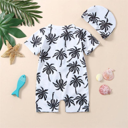 Boys Coconut Tree Swimsuit With Hat - Shop Baby Boutiques 
