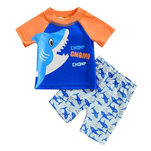 Boys Shark "Chomp" Rash Guard Swim Set - Shop Baby Boutiques 