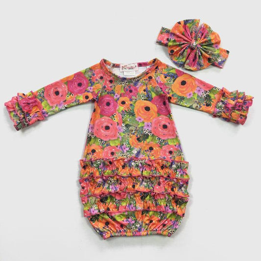 Bright Blooms Baby Gown - Shop Baby Boutiques 
