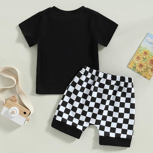 Bubs Club Shirt With Checkerboard Print Shorts Set - Shop Baby Boutiques 