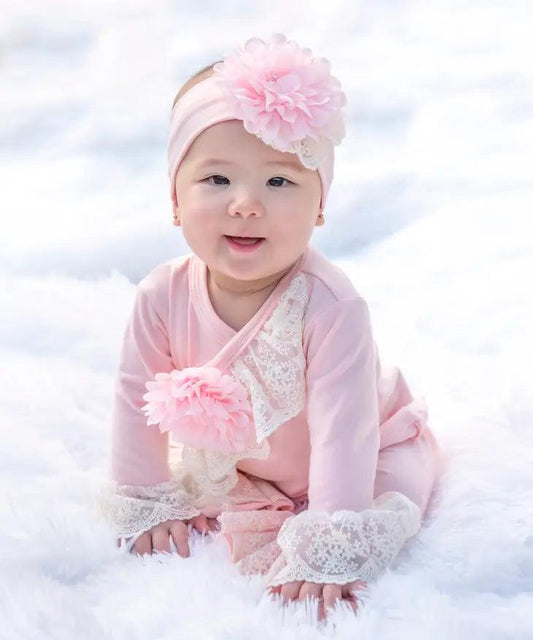 Chic Petit Infant Girls Criss Cross Pant Set With Headband - Shop Baby Boutiques 