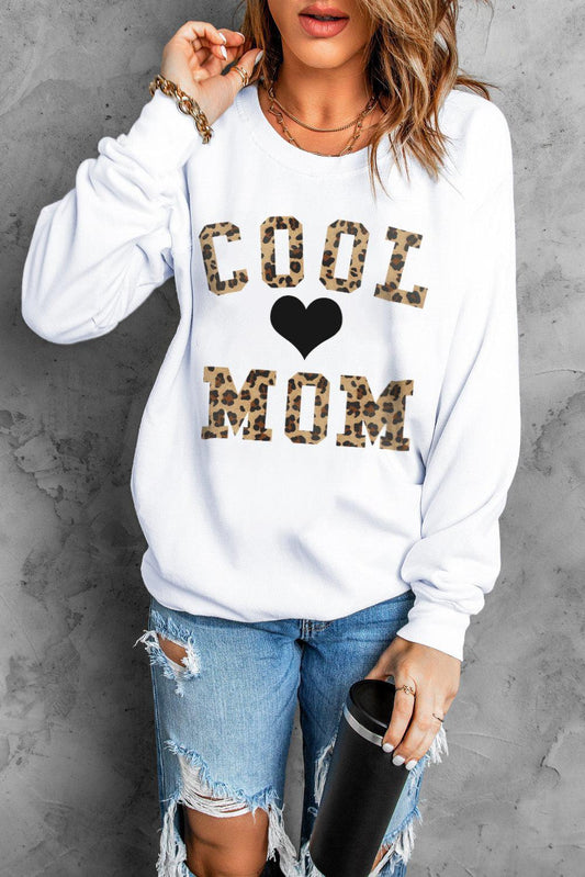COOL MOM Heart Graphic Round Neck Sweatshirt - Shop Baby Boutiques 