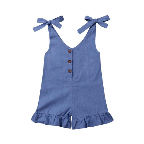 Cotton Linen Bow Jumpsuit Romper - Shop Baby Boutiques 