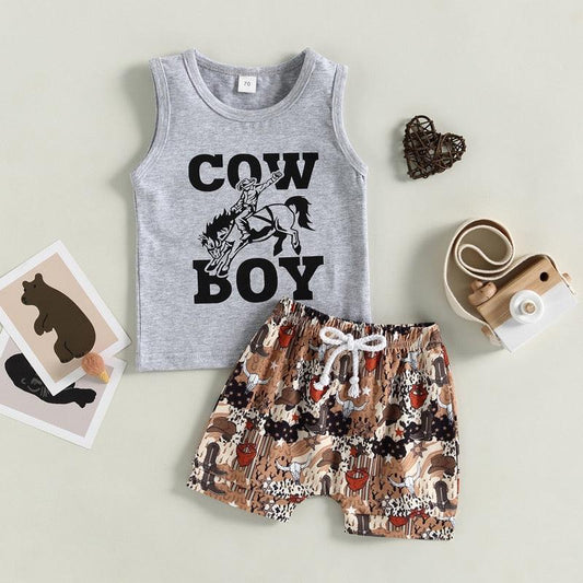 "Cowboy" Print Tank & Short Set - Shop Baby Boutiques 