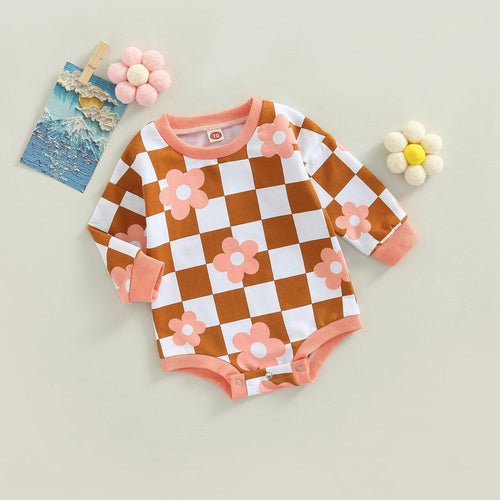 Daisy & Checkered Baby Girl Romper - Shop Baby Boutiques 