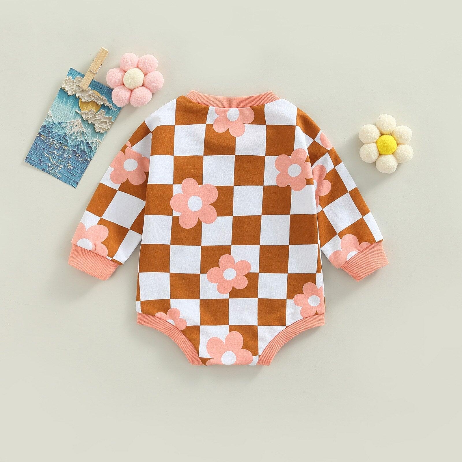 Daisy & Checkered Baby Girl Romper - Shop Baby Boutiques 