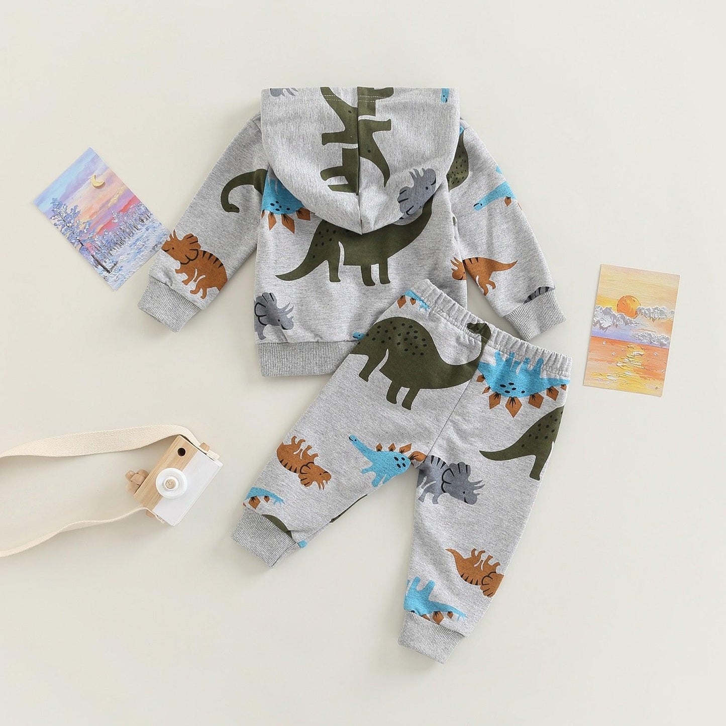 Dinosaur Printed Hoodie Pant Set - Shop Baby Boutiques 