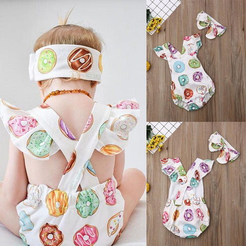 Donut Romper With Headband - Shop Baby Boutiques 