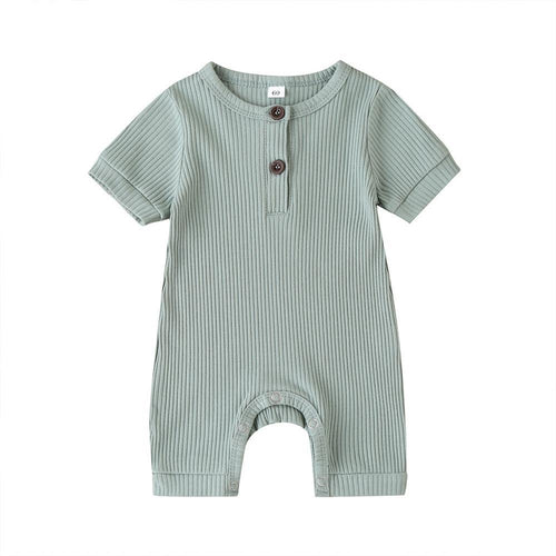 Dylan Ribbed Button Romper - Shop Baby Boutiques 