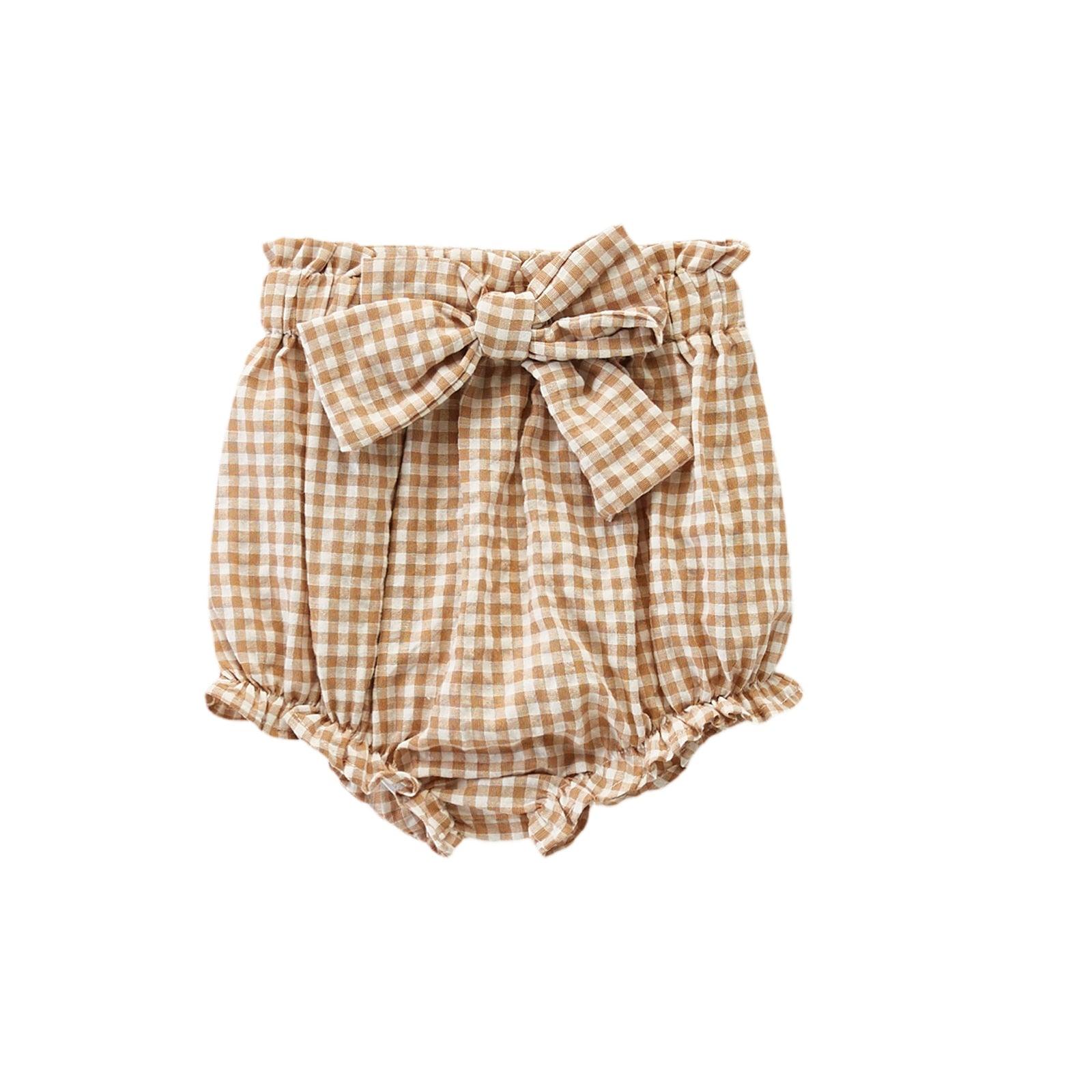 Girls Gingham Bloomers with Bow - Shop Baby Boutiques 