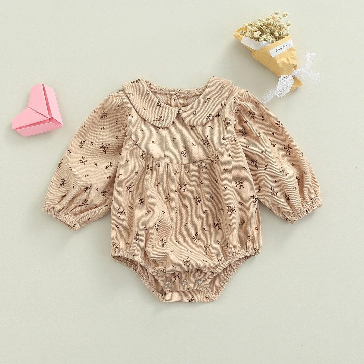 Girls Long Sleeve Corduroy Romper - Shop Baby Boutiques 