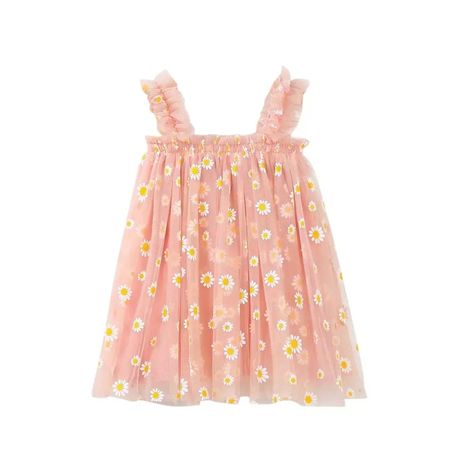 Girls Peachy Daisy Tulle Dress - Shop Baby Boutiques 