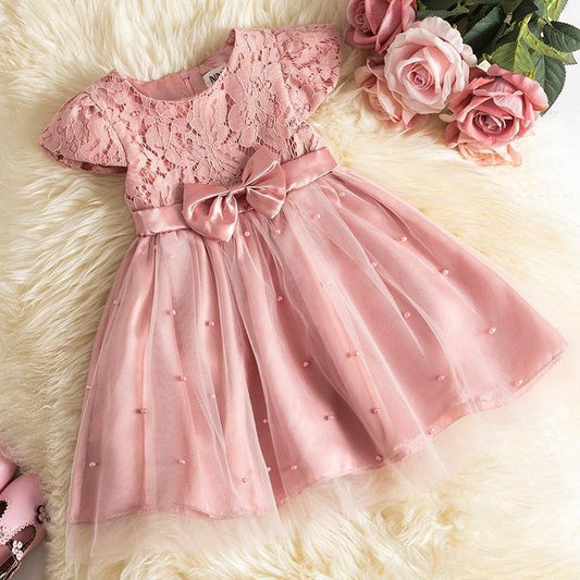 Girls Pink Lace Flower Girl Tutu Dress - Shop Baby Boutiques 