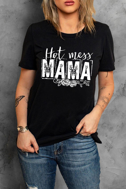HOT MESS MAMA Graphic Round Neck Tee - Shop Baby Boutiques 