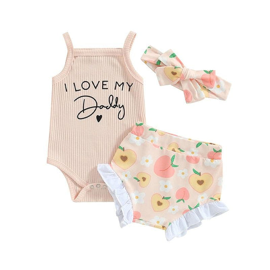I Love My Daddy Peach Onesie and Shorts - Shop Baby Boutiques 