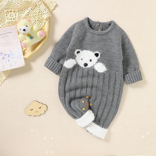 Knit Teddy Bear Romper - Shop Baby Boutiques 