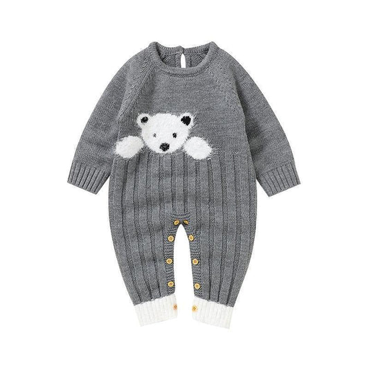 Knit Teddy Bear Romper - Shop Baby Boutiques 