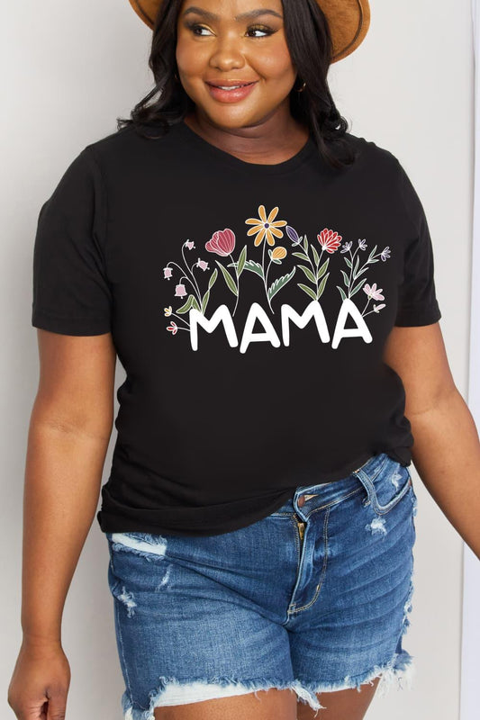 Simply Love Full Size MAMA Flower Graphic Cotton Tee - Shop Baby Boutiques 