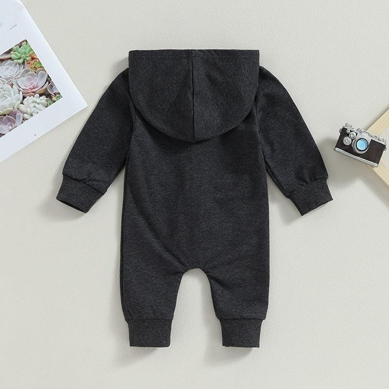 Newborn Baby Solid Zip-Up Hooded Rompers - Shop Baby Boutiques 