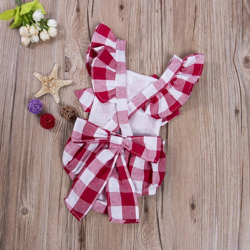 Red Plaid Bow Romper + Headband-Shop Baby Boutiques