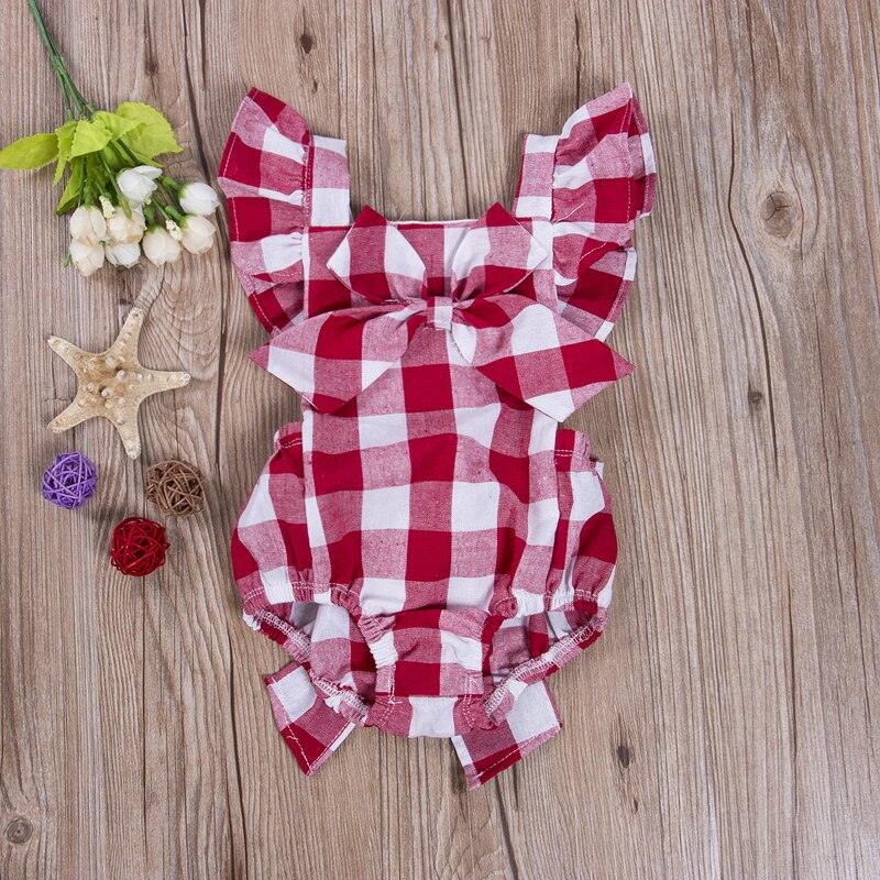 Red Plaid Bow Romper + Headband-Shop Baby Boutiques