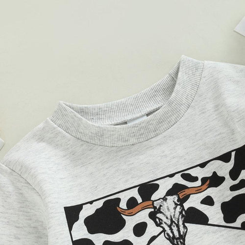 Romper Sweatshirts Letter Cow Head Print-Shop Baby Boutiques