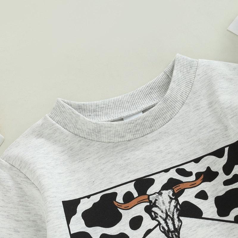 Romper Sweatshirts Letter Cow Head Print-Shop Baby Boutiques