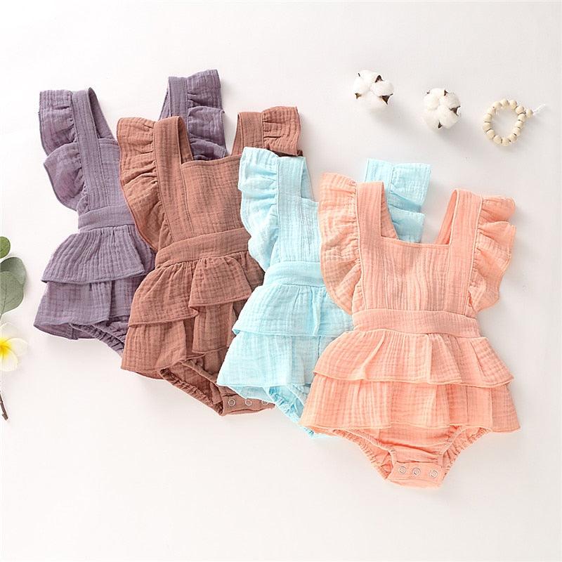 Solid Color Sleeveless Ruffle Romper-Shop Baby Boutiques