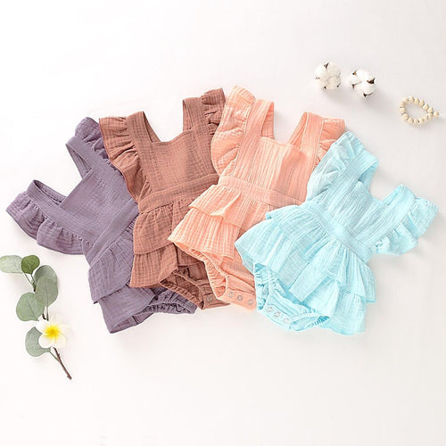 Solid Color Sleeveless Ruffle Romper - Shop Baby Boutiques 