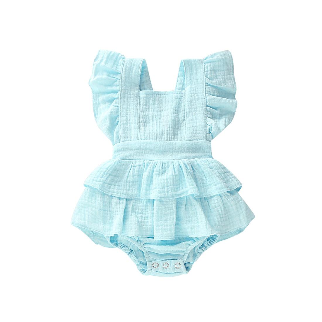 Solid Color Sleeveless Ruffle Romper-Shop Baby Boutiques
