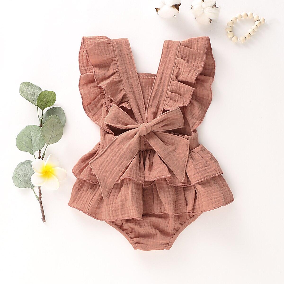 Solid Color Sleeveless Ruffle Romper - Shop Baby Boutiques 
