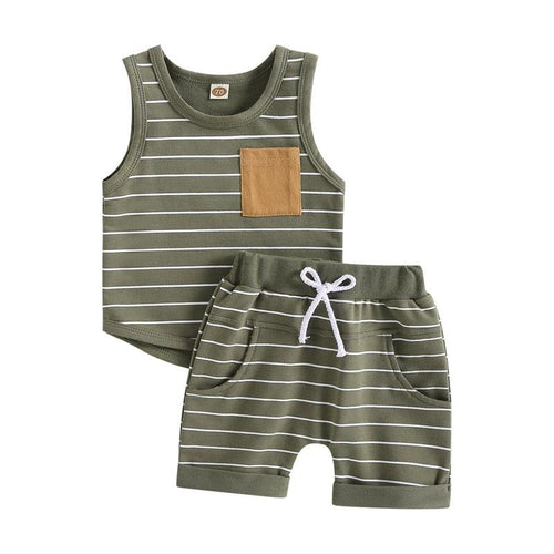 Striped Sleeveless Tank Tops & Shorts Set - Shop Baby Boutiques 