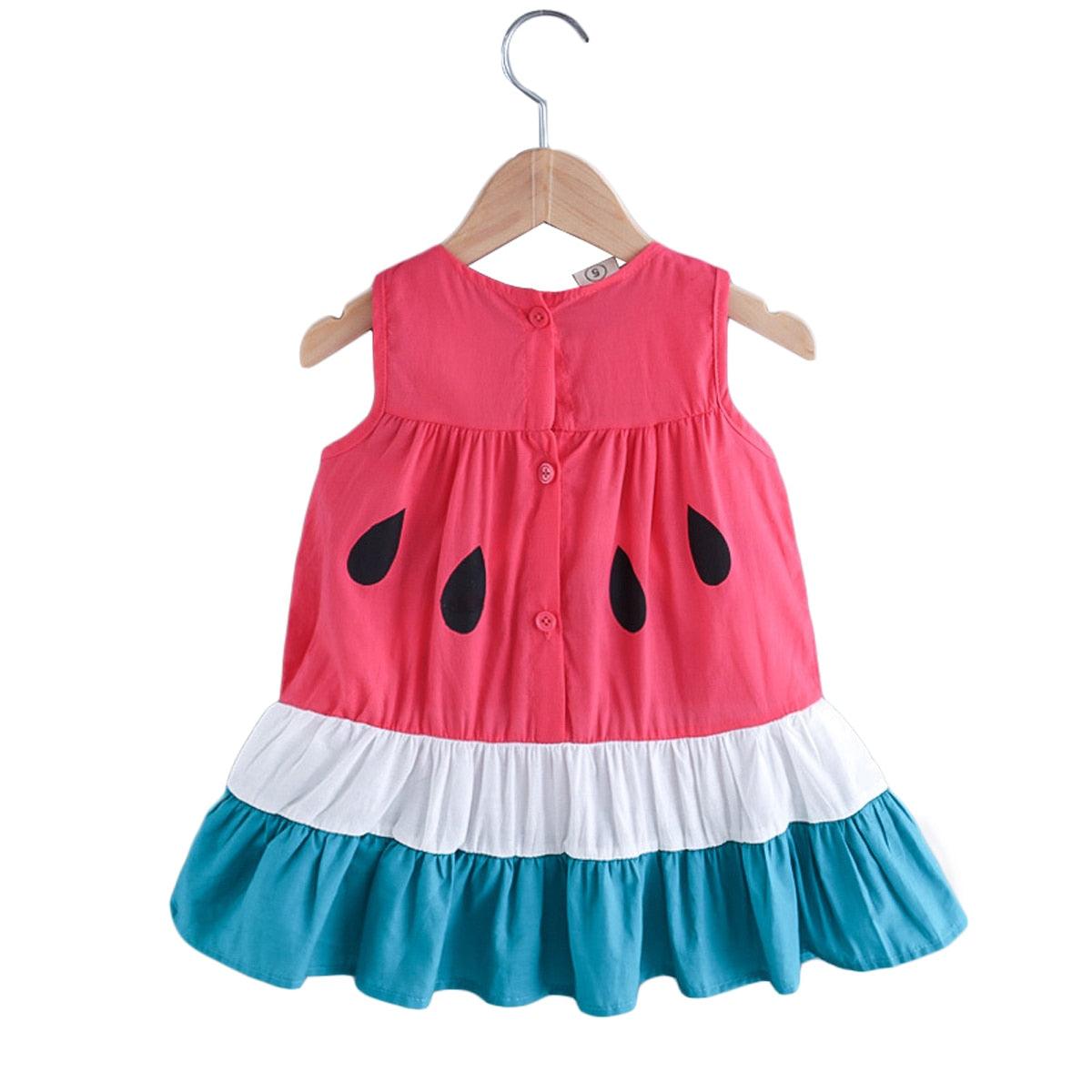 Watermelon Printed Ruffle Dress - Shop Baby Boutiques 