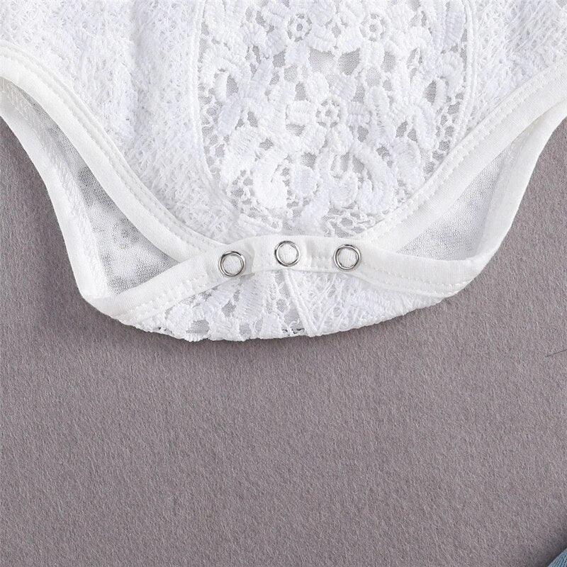 White Lace Bodysuit & Jeans Set - Shop Baby Boutiques 