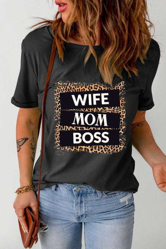 WIFE MOM BOSS Leopard Graphic Tee - Shop Baby Boutiques 