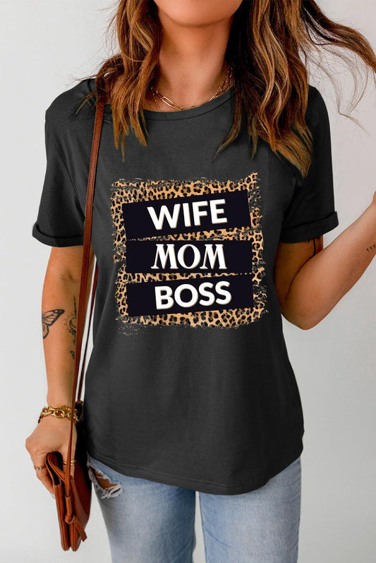 WIFE MOM BOSS Leopard Graphic Tee - Shop Baby Boutiques 